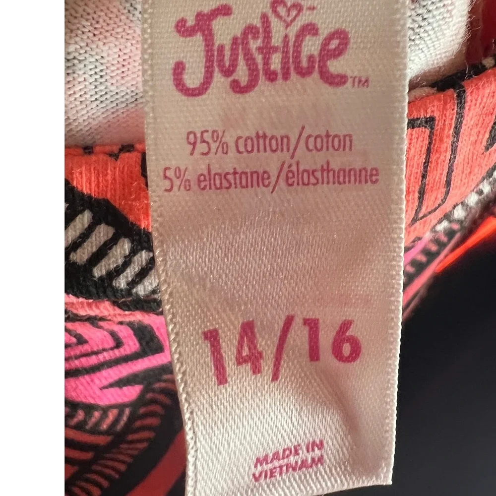 Justice Girls Pink‎ Orange Tribal Geometric Skater Dress Size 14/16 Sleeveless